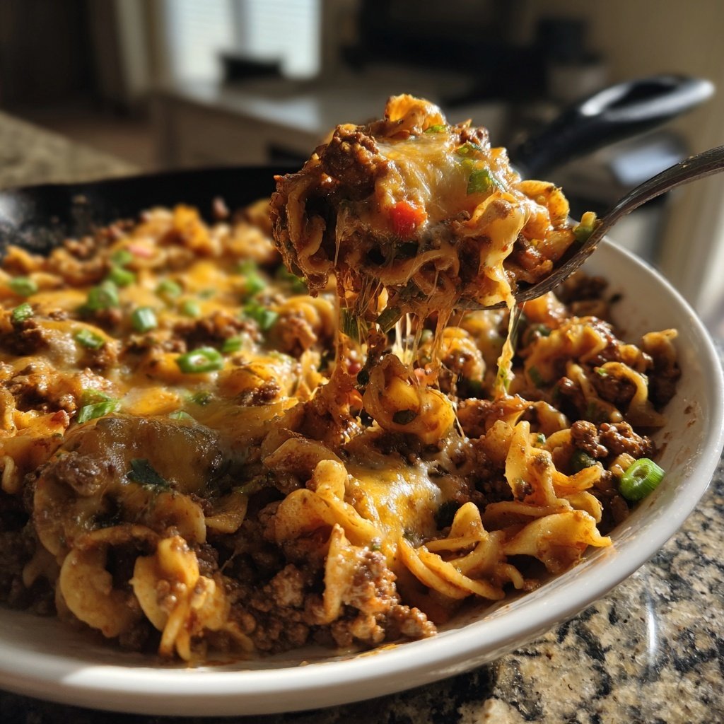 Ground Beef And Noodle Skillet