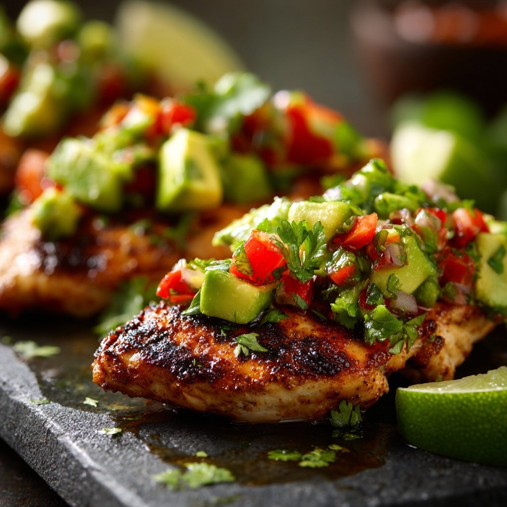 Healthy Grilled Chicken With Avocado Salsa
