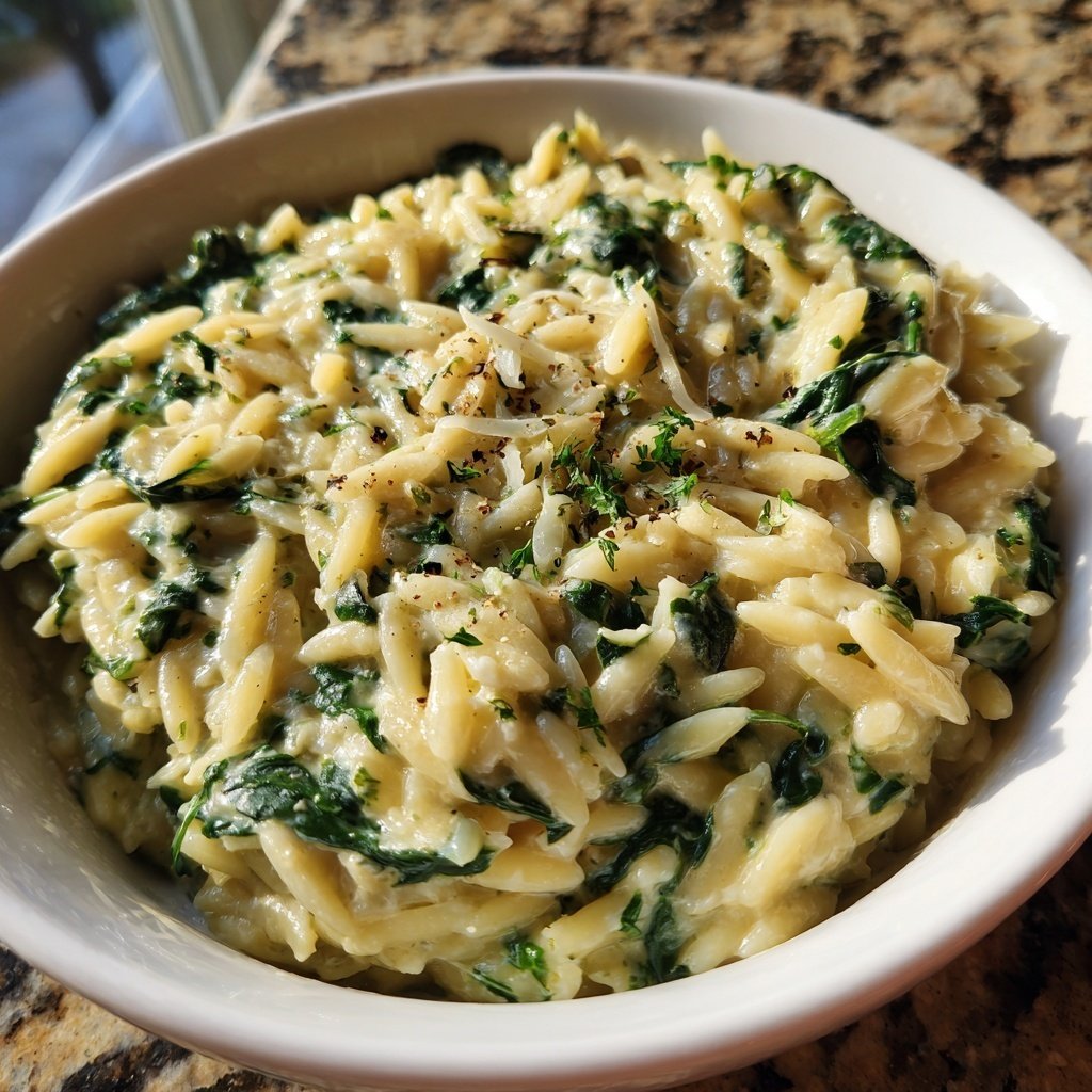 Creamy Spinach Parmesan Orzo