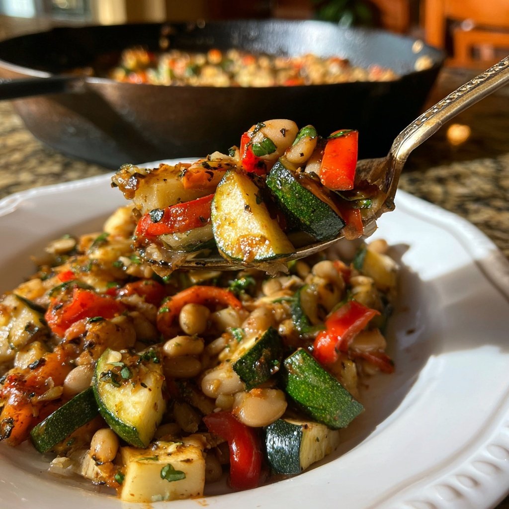 Roasted Veggie White Bean Skillet
