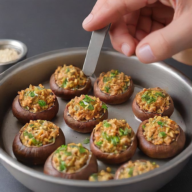 Making the Filling of Stuffed mushrooms recipe