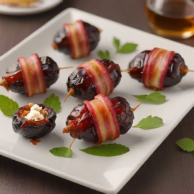 Bacon Wrapped Dates with Goat Cheese