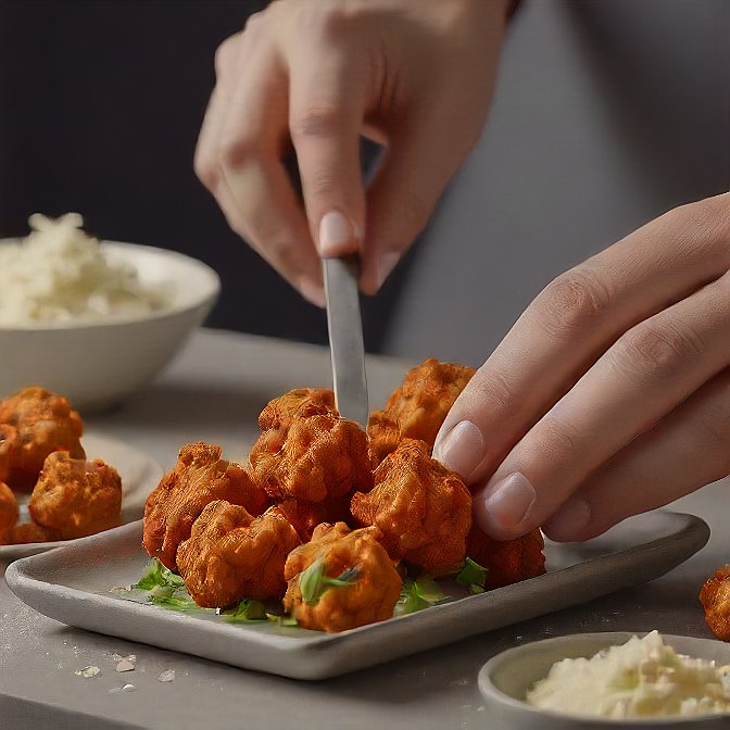 Making the Batter Buffalo cauliflower bites